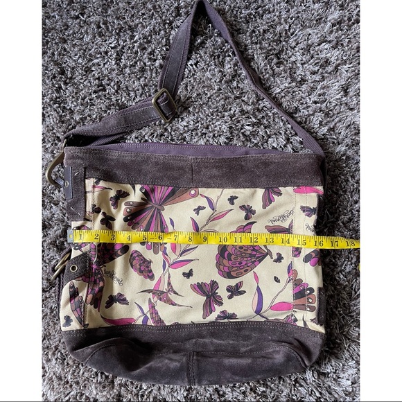 Lucky Brand X-Large Runaway Carryall Canvas Suede Leather Hobo Bucket Bag - Picture 4 of 10